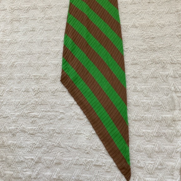 Brand new Petar Petrov green/brown Abbas asymmetric ribbed striped silk dress - Picture 6 of 8